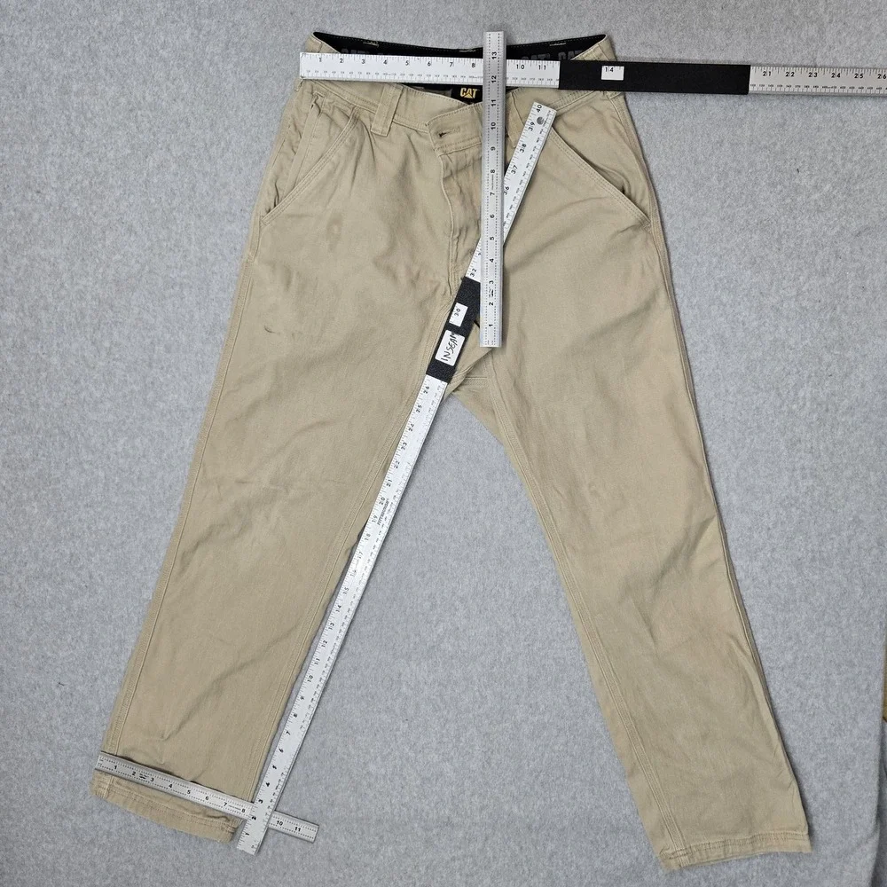 CAT Men Pants 30X32 Khaki Khakis Twill Work Pants Button 32